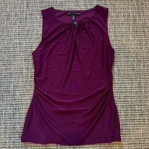 White House Black Market Purple Ruched Tie Front Blouse